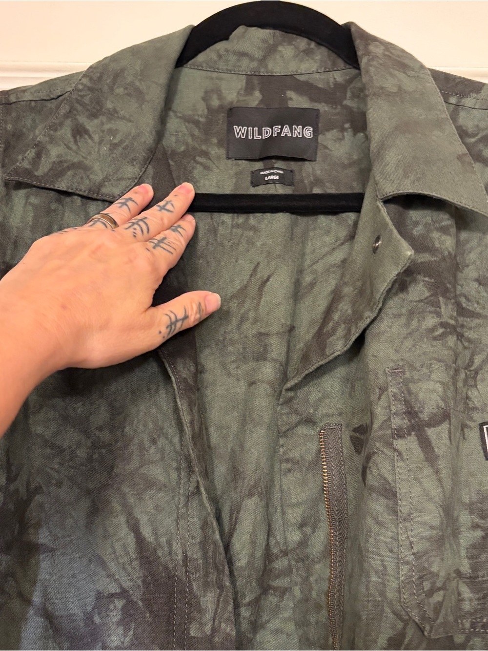 Wild Fang Sleeveless Olive and Black Tie-Dye Jumpsuit Large $40 - Picture 8 of 15